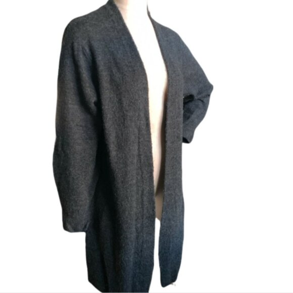 H&M Gray Knit Longline Open Cardigan Sz XS #181C - Picture 3 of 6